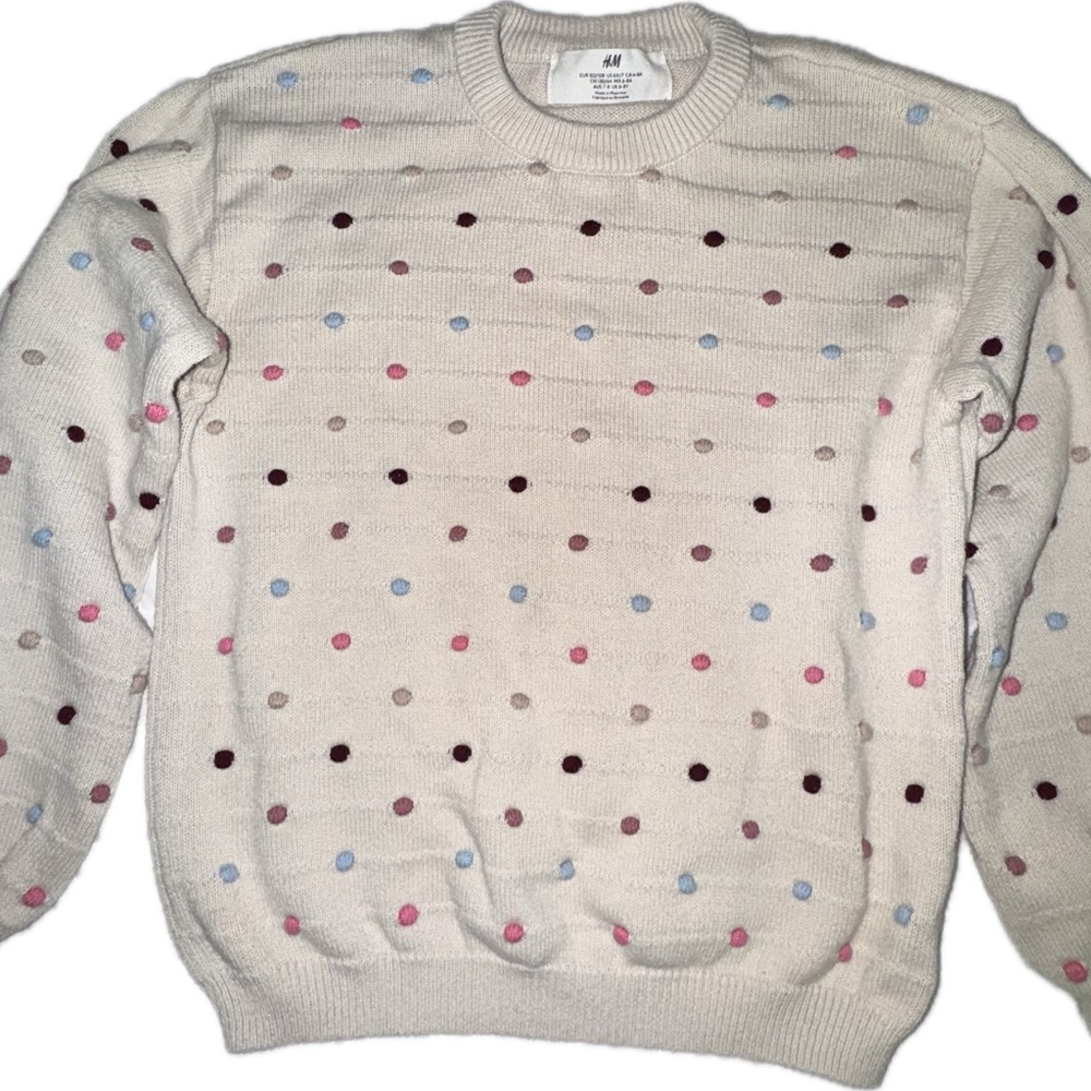 H&M Cream Polka Dot‎ Girls 6X Sweater
